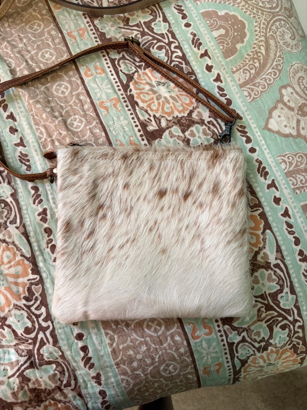 Myra Bag Cream and Brown Haircalf Crossbody